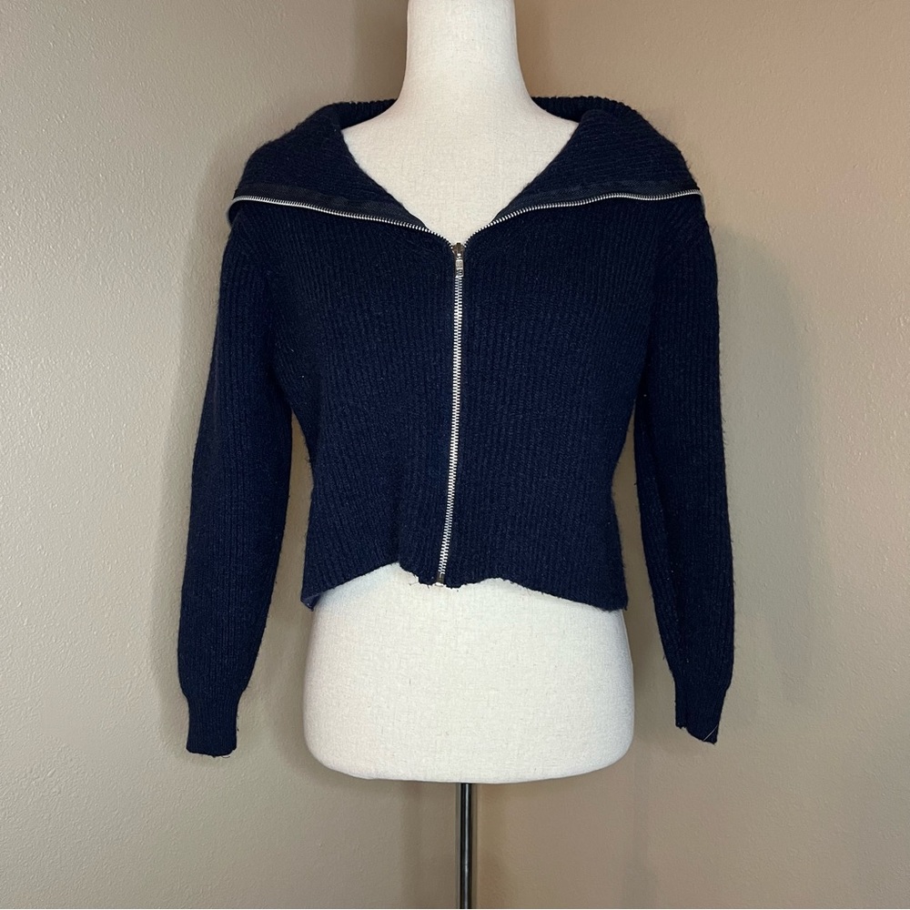 Knit Sweater Loose Cardigan Navy Blue, Small──★